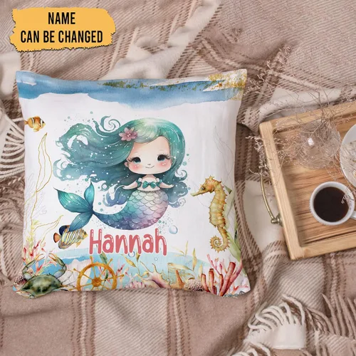 Miniatura 2 de Hyturtle Bonita almohada de sirena personalizada (inserto incluido) – Regalos para niñas, mujeres, niños – Regalos de cumpleaños para amantes