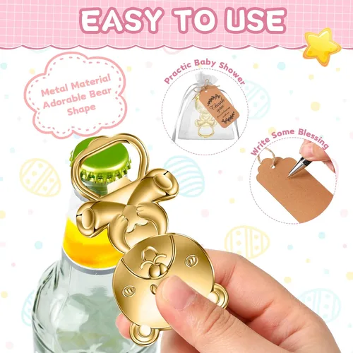 Miniatura 4 de CHENGU Abridores de Botellas Pop para Baby Shower, Recuerdos de Regreso para Invitados, Decoraciones de Abridor de Botellas y Souvenirs con Bolsas