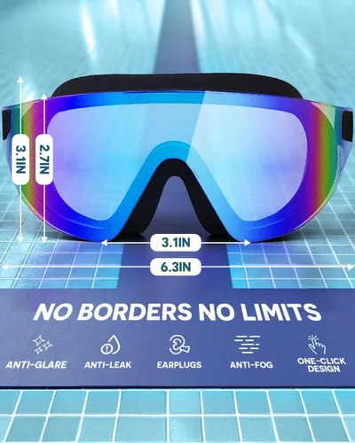 Miniatura 5 de Zoomsnail Swim Goggles 2 Pack, Rimless Wide View Swimming Goggles for Adult, Anti-Fog UV Leaking Pool Goggles for Men Women Azul y rosa