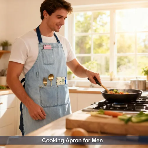 Miniatura 2 de Delantal de Chef de Mezclilla para Mujeres con Bolsillos, Delantal de Cocina de Camarera de Jean para Hombres para Cocinar Jardinería Pintura