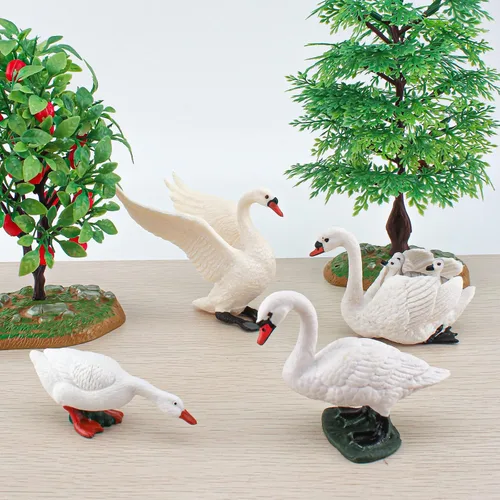 Miniatura 4 de LC JoyCre 4PCS Cisne Blanco Figura Ganso Cisne Juguete Figura de Animal para Niños Pequeños Figuras de Animales Preescolares Proyecto Educativo