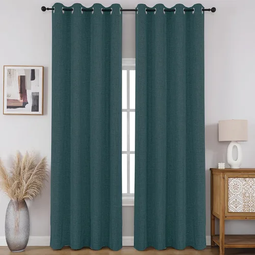 Miniatura 14 de CUCRAF - Juego de 2 paneles de cortinas de ventana con oscurecimiento total del 100%, de 54 pulgadas de largo, con aspecto de lino falso, cortinas