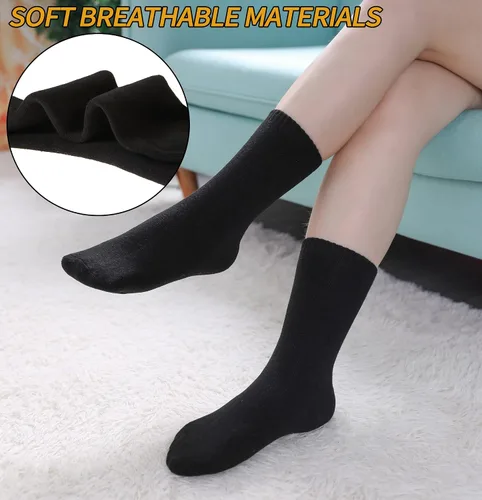 Miniatura 5 de SDBING Women's Thick Cotton Socks Soft Cotton Winter Warm Crew Socks for Women