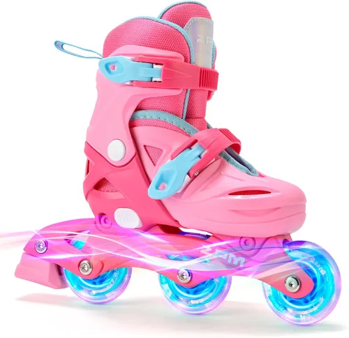 Miniatura 9 de 2PM SPORTS Patines en línea para niños y niñas de 4 a 8, 6 a 12 años, con ruedas iluminadas, cuchillas ajustables para niños y jóvenes principiantes