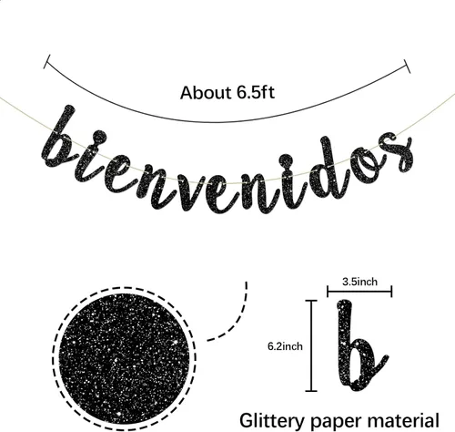 Miniatura 2 de INNORU Cartel de Bienvenidos - Decoración de fiesta mexicana de bienvenida - Cartel español para decoración de fiesta en el hogar - Suministros