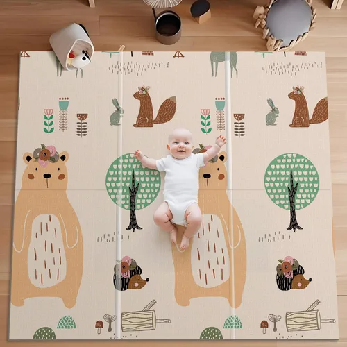 Miniatura 9 de UANLAUO Alfombra de juego plegable para bebés - 71 x 59 pulgadas, reversible para bebés a niños, antideslizante para interior y exterior