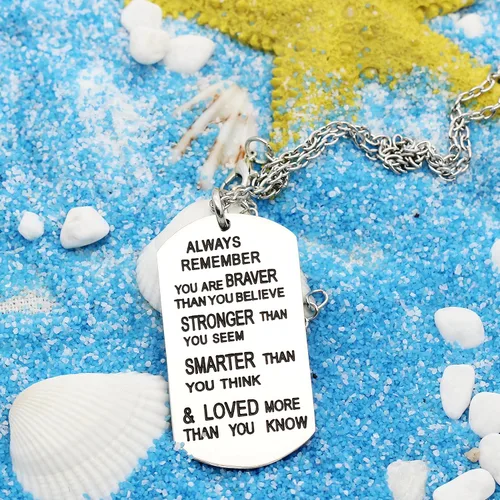 Miniatura 4 de lauhonmin Collar con colgante Always Remember You Are BraverStrongerSmarter Than You Think - Collar con colgante unisex para amigos de la familia