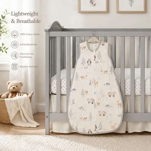 Miniatura 3 de Saco de dormir para niños pequeños (2-3T) ligero de algodón de 0.5 tog para verano, manta de verano para bebé, saco de dormir para bebé, delgado