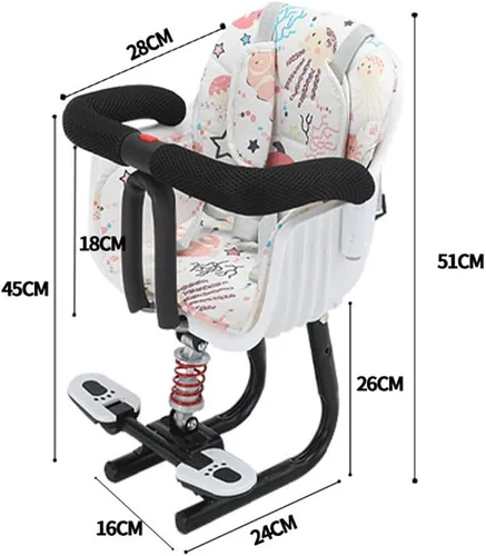 Miniatura 2 de Asiento de bicicleta para niños, asiento de bicicleta para niños, asiento de bicicleta desmontable para niños, asiento para niños con barandilla