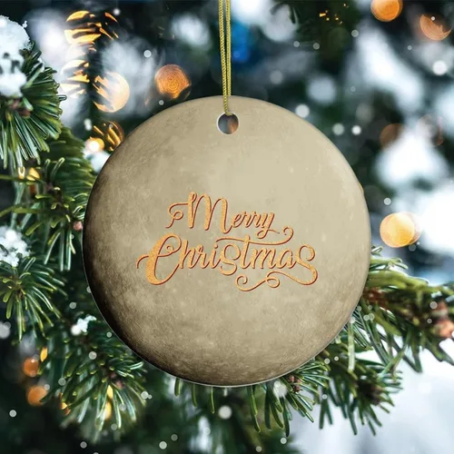Miniatura 2 de Adorno de Navidad de cerámica impreso de dos caras del universo y los planetas, novedad para familiares, amigos, niños, colgantes cósmicos