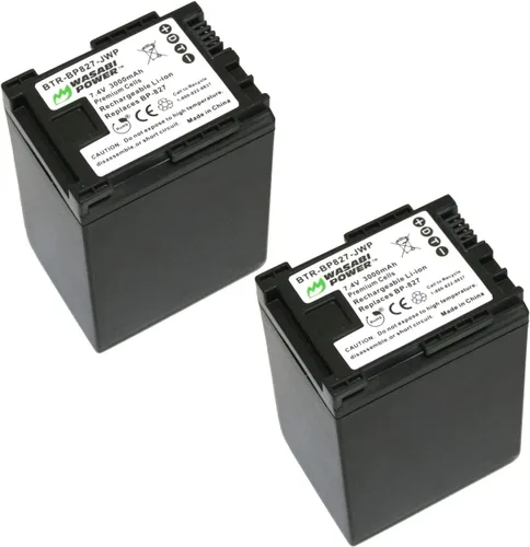Wasabi Power Batería para Canon BP-827 (3000mAh, paquete de 2) y Canon HF G10, HF G20, HF M30, HF M300, HF M31, HF M32, HF M40, HF M400, HF M41, HF