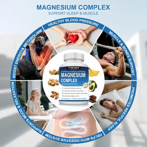 Miniatura 6 de Complejo de magnesio Suplemento 8 Elemental 1000mg - Citrato, malato para una fácil absorción para huesos, músculos, recuperación, energía, vegano