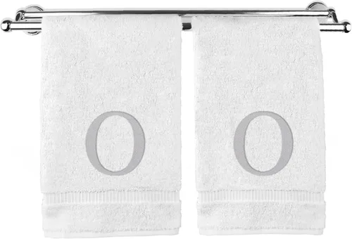 Miniatura 27 de Toalla de mano monogramada, regalo personalizado, juego de 2 - Toalla bordada con letra de bloque dorada - Extra absorbente 100% algodón turco