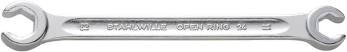 Stahlwille 41081214 Llave de anillo abierto de doble extremo n.º 24 con hexágono, tamaño 0.472 x 0.551 in, métrica, cabeza angulada a 10 grados,