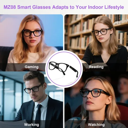 Miniatura 6 de Anteojos inteligentes con Bluetooth, IPX5 impermeables y anti-luz azul, anteojos de audio inteligentes con toque inteligente, altavoz de oído