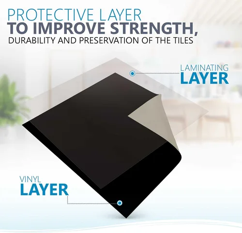 Miniatura 4 de Adhesivos blancos lisos DIY Mi Alma azulejos adhesivos para azulejos despegar y pegar azulejos de suelo papel tapiz (4 x 4, negro)