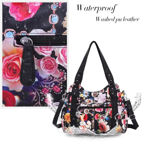 Miniatura 112 de Angel Barcelo - Bolsa de hombro amplia para mujer, diseño Hobo, cuero lavado