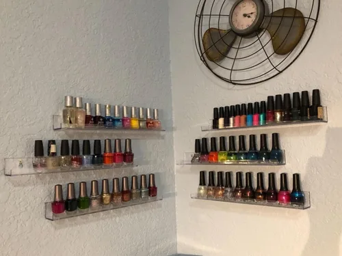 Miniatura 6 de Sooyee Paquete de 6 organizadores de esmalte de uñas, estante montado en la pared, soporte, estante acrílico transparente, organizador de pintura