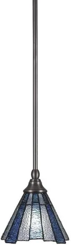 Miniatura 150 de Toltec Lighting Tallo Colgado Mini colgante, acabado de cobre negro, 3.5" cuadrado humo burbuja vidrio