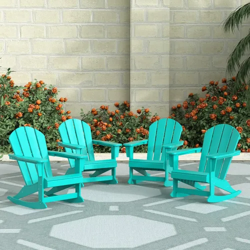 Miniatura 152 de WestinTrends Silla mecedora Malibu de poliéster para exterior/patio Adirondack, Negra