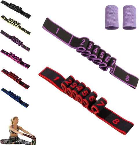 Miniatura 18 de Banda de resistencia de fitness para estiramiento y yoga, ejercicio de tirador de moda, banda elástica multifunción de resistencia de yoga