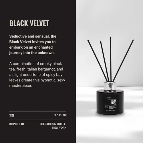 Miniatura 3 de Set de Difusor de Caña Black Velvet, Difusor para el Hogar Inspirado en Hoteles de Lujo con Notas de Cítricos Picantes, Higo Negro Jugoso y Rosa
