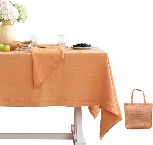 Miniatura 42 de Linen World - Mantel de lino de otoño de 55 x 55 pulgadas, mantel rectangular lavable de lino francés para comedor, al aire libre, bodas