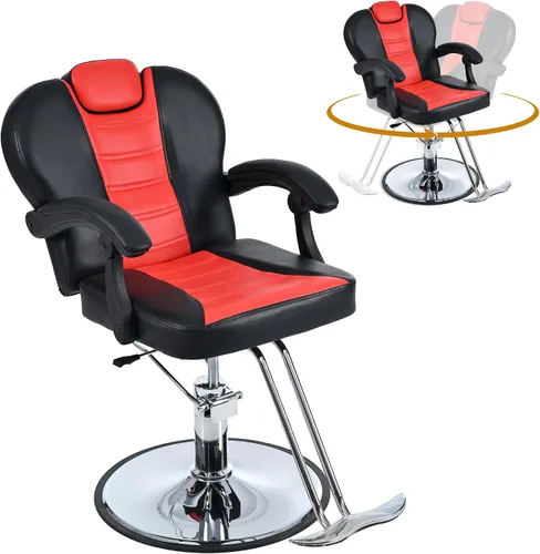 Miniatura 8 de Merax Silla de peluquería reclinable hidráulica para peluquería con asiento 20% más ancho y bomba hidráulica resistente, equipo de belleza mejorado