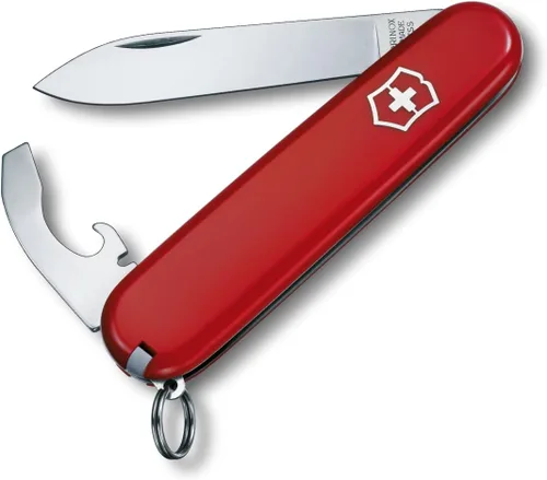 Victorinox Bantam Swiss Army Cuchillo de bolsillo de 8 funciones fabricado en Suiza con hoja grande, abridor de botellas y destornillador - rojo