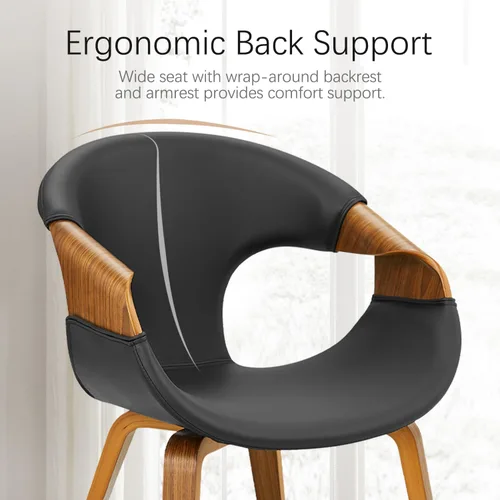 Miniatura 6 de Zouron Silla de comedor moderna de mediados de siglo, silla tapizada de piel sintética con reposabrazos, silla decorativa con patas de madera
