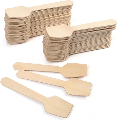 Miniatura 10 de LotFancy Mini Cucharas de Madera, Paquete de 100, 4 Pulgadas de Largo, Cucharas Desechables de Degustación y Muestreo, Cucharas Degustadoras