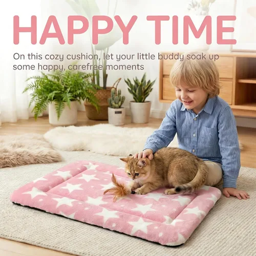 Miniatura 4 de Tapete de cama para gatos y perros, tapete reversible para jaula de perro, suave y transpirable, cama duradera para perros y gatos extra pequeños