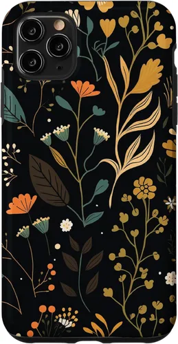 Miniatura 13 de Funda negra para iPhone 12/12 Pro con diseño floral, estética, simple, bohemio, moderno, flores botánicas