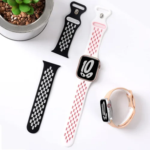 Miniatura 3 de Paquete de 5 correas de silicona deportivas compatibles con Apple Watch de 1.929 in 1.772 in 1.654 in 1.732 in 1.614 in 1.575 in 1.496 in, correa