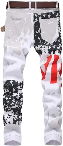 Miniatura 187 de Baylvn - Pantalones de mezclilla entallados y estampados para hombre con corte recto