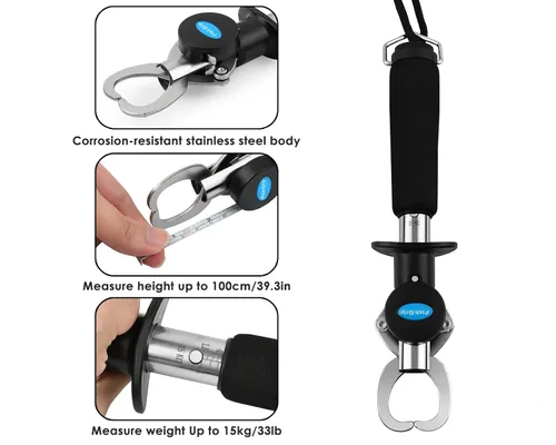 Miniatura 3 de Pinza de pescado con cinta métrica retráctil de pescado pinza de labios de pescado con escala para pesca