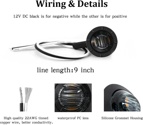 Miniatura 4 de FXC - 10 luces LED redondas de 3/4" - frontales y traseras, luz intermitente lateral, intermitentes para camión, coche, autobús, remolque, Blanco