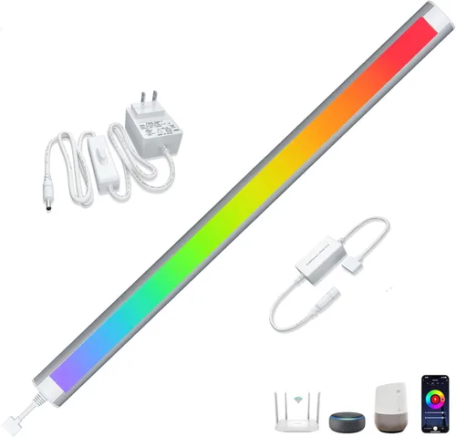Iluminación para debajo del gabinete, barra de luz LED RGB funciona con Alexa, Google Assistant, aplicación inteligente, 20 pulgadas, tira de luces