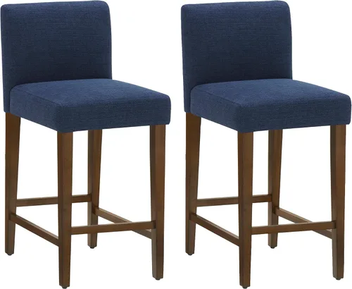 Miniatura 19 de CHITA Juego de 2 taburetes de bar de altura de mostrador, taburetes de bar tapizados de altura de asiento de 27 pulgadas, cuero sintético en negro