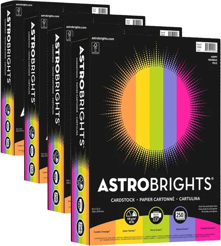 Miniatura 8 de Astrobrights® Cartulinas de Color, Surtido Feliz, Tamaño Carta (8.5" x 11"), 65 lb, Paquete de 250 Happy