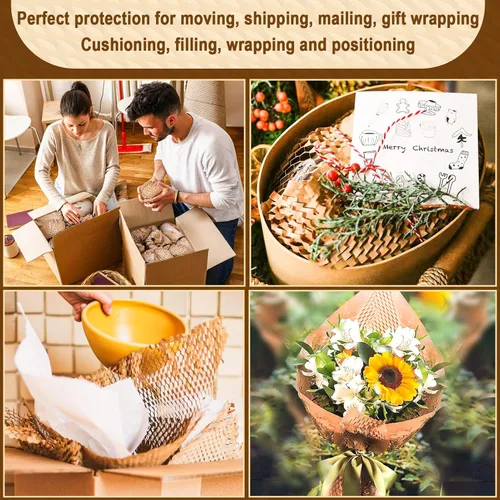 Miniatura 4 de Papel de embalaje de nido de abeja, papel de embalaje de cojín reciclable de 15 pulgadas x 300 pies para envíos en movimiento, rompibles, papel