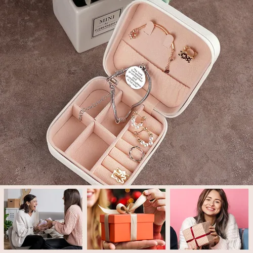 Miniatura 7 de Joyero personalizado para mujer, joyero de viaje personalizado con nombre, organizador de joyas de viaje para anillos, aretes, collares, regalos