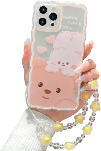 Miniatura 11 de Compatible con iPhone 11 Funda Lindo Dibujos Animados Pequeño Oso Conejo con Lindo Diseño de Cadena para Mujeres Niñas Estético Kawaii Funda Delgada