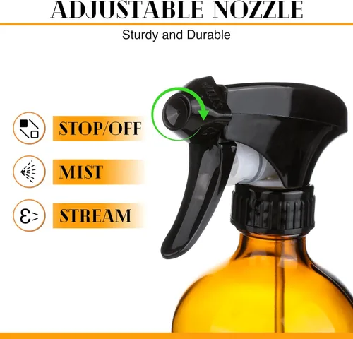 Miniatura 2 de ZENOWICK Paquete de 2/Botellas de Spray de Vidrio de 16 Oz, Recipientes Vacíos Rellenables con Funda de Silicona, Juegos de Botellas de Spray