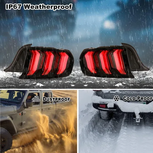 Miniatura 6 de ROXX Conjunto de luces traseras LED para Ford Mustang/Shelby GT350 2015-2023 y Shelby GT500 2018-2020, par de luces traseras con señales de giro