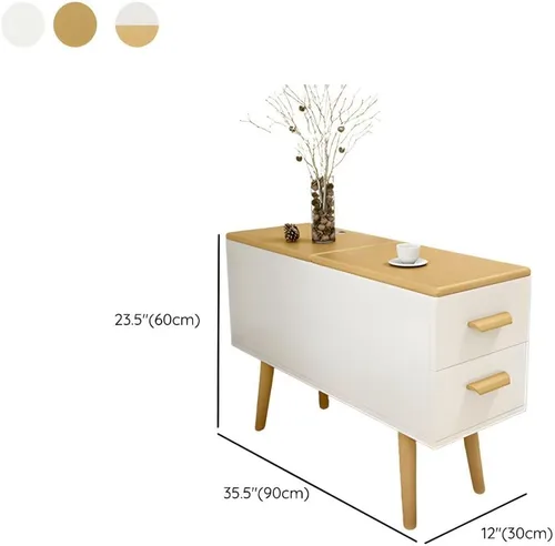 Miniatura 2 de Mesa auxiliar, mesa auxiliar de madera moderna con cajones y gran almacenamiento para almacenamiento compacto, muebles de oficina en casa, 1 natural
