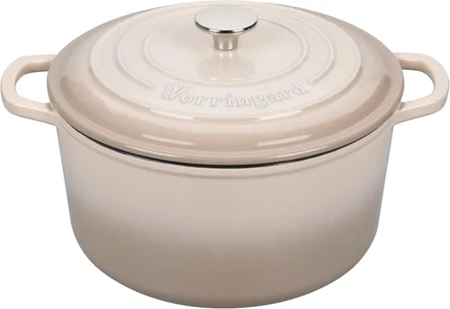 Miniatura 8 de VORRINGARD Olla de horno holandés de hierro fundido esmaltada con tapa, para hornear pan de masa madre, hornos holandeses redondos, 4.5 cuartos