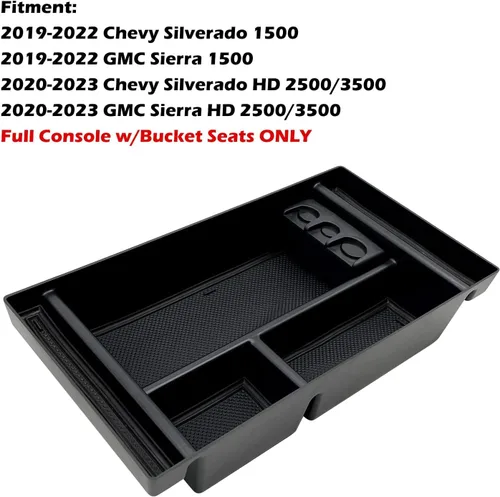 Miniatura 2 de Bandeja organizadora de consola central se adapta a accesorios para GMC Sierra/Chevy Silverado 1500 2019-2022, Silverado/Sierra 2500 HD/3500 HD Negro