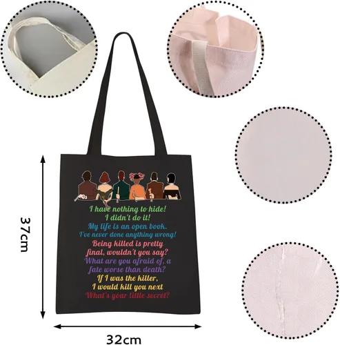 Miniatura 4 de VAMSII Clue the Movie Tote bag Murder Mystery Shoulder Bag Mrs. White Quote Bolsa de compras de comestibles