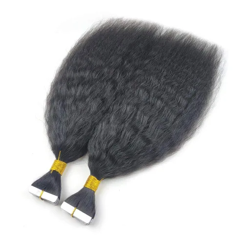 Extensiones de cabello humano brasileño con cinta adhesiva, extensiones de cabello humano brasileño Yaki grueso, 40 unidades, 3.53 oz (18 pulgadas,